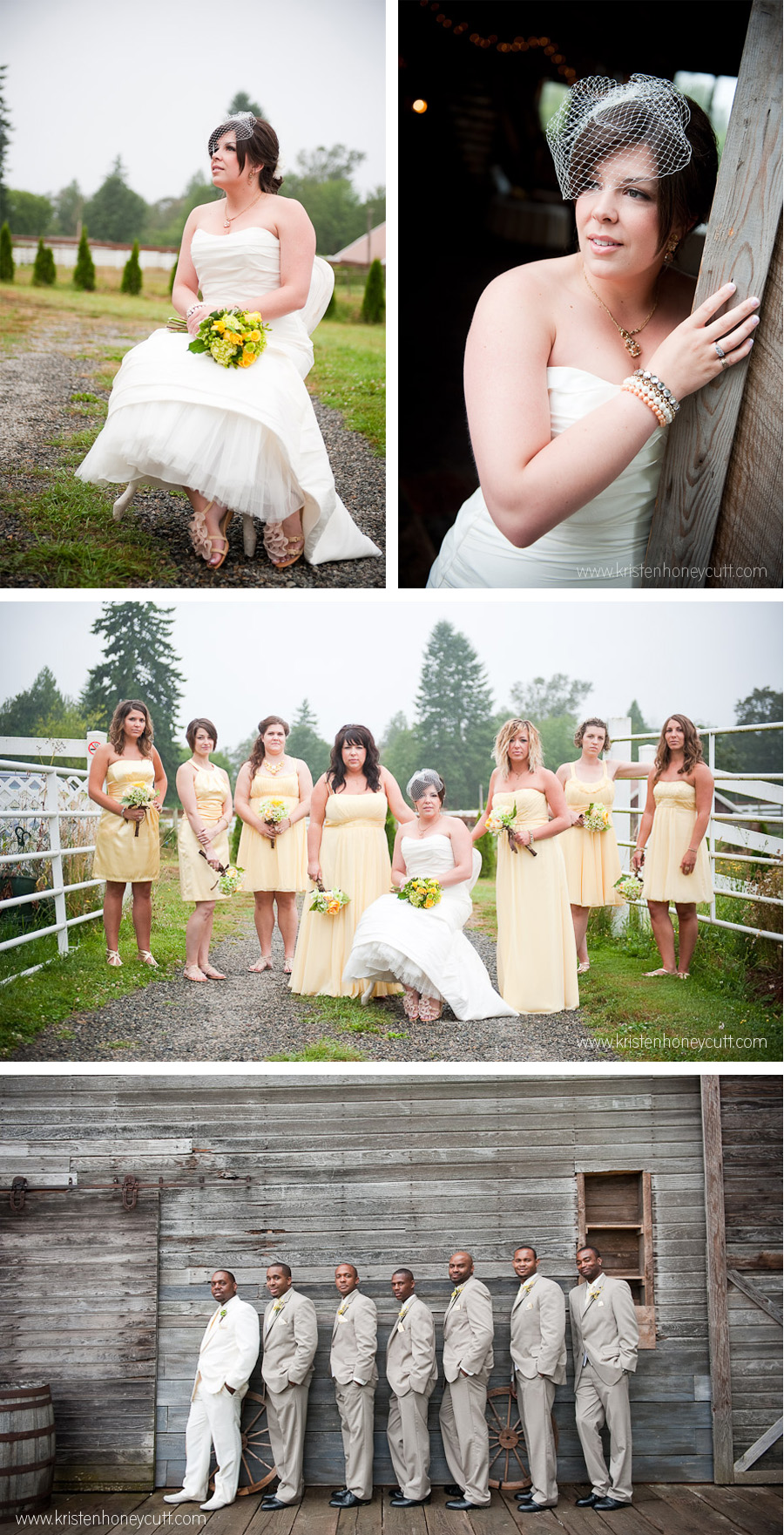 Seattle Country Wedding-Bride with Bridesmaids