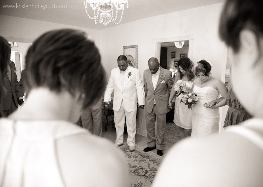 Bride and Groom Pray before Ceremony