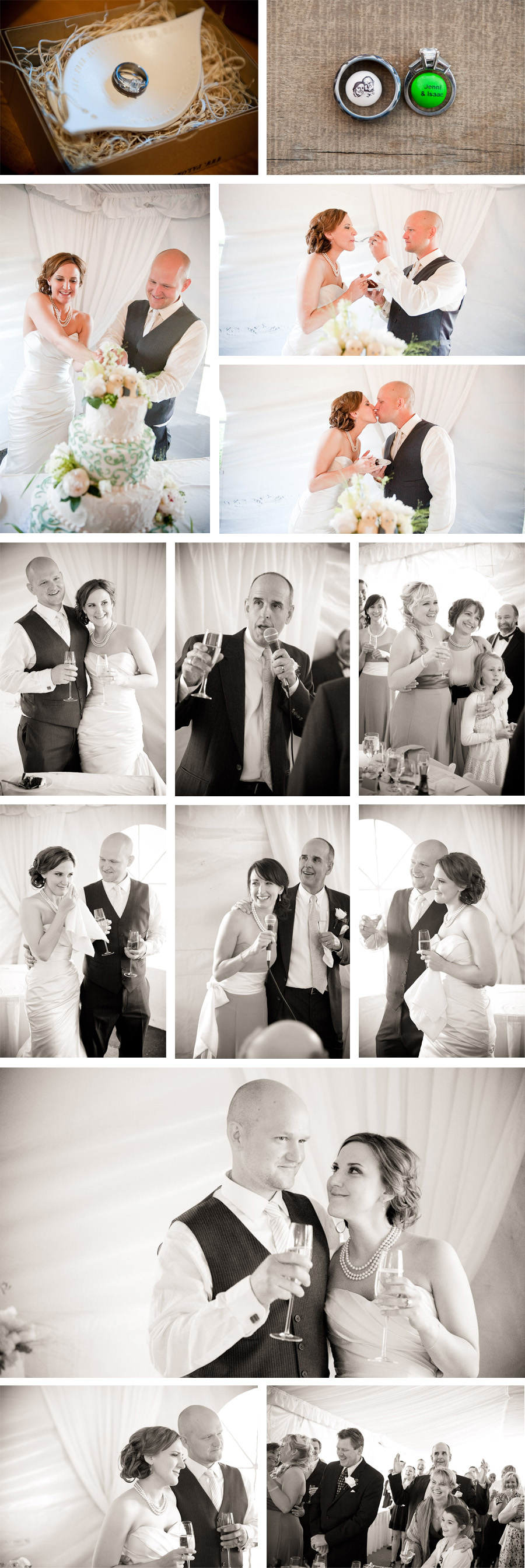 The bride and groom enjoy speeches by guests at their Suncadia Wedding.