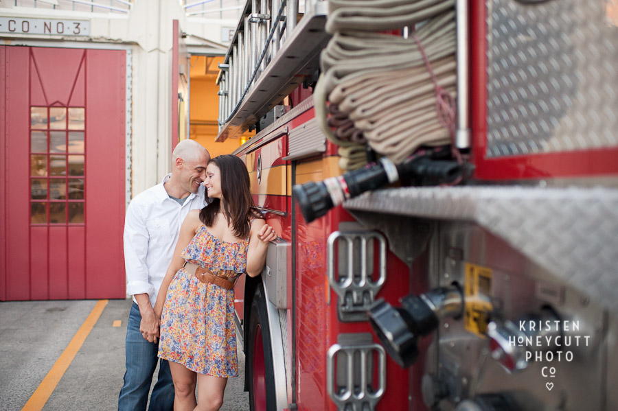 Seattle engagement portraits at fire station
