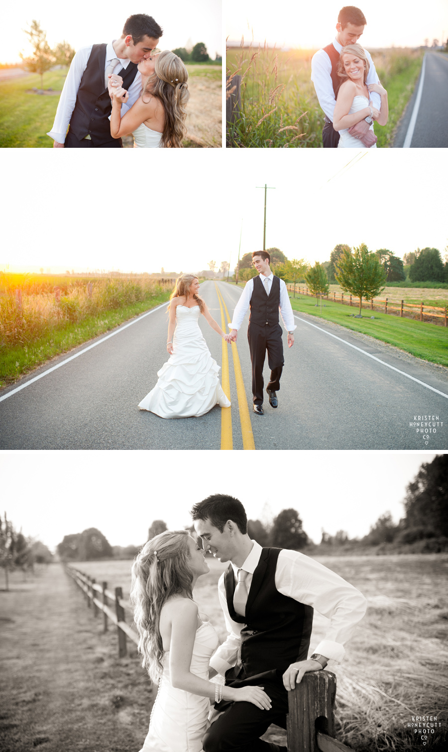 Kristen Honeycutt Photo Co. Sunset Bride and Groom portraits with the newlyweds 
