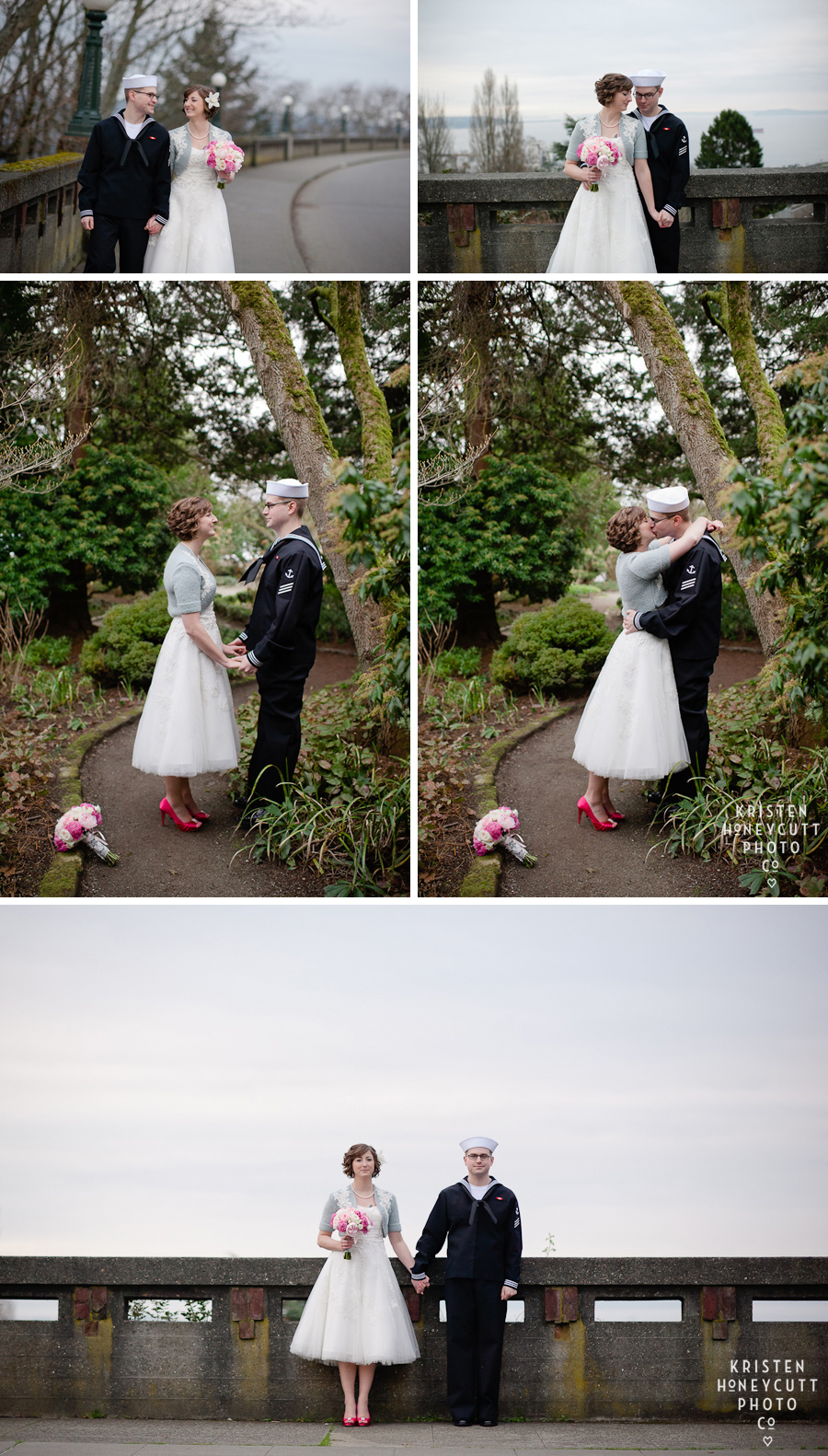 Seattle waterfront bridal pictures  of bride and groom