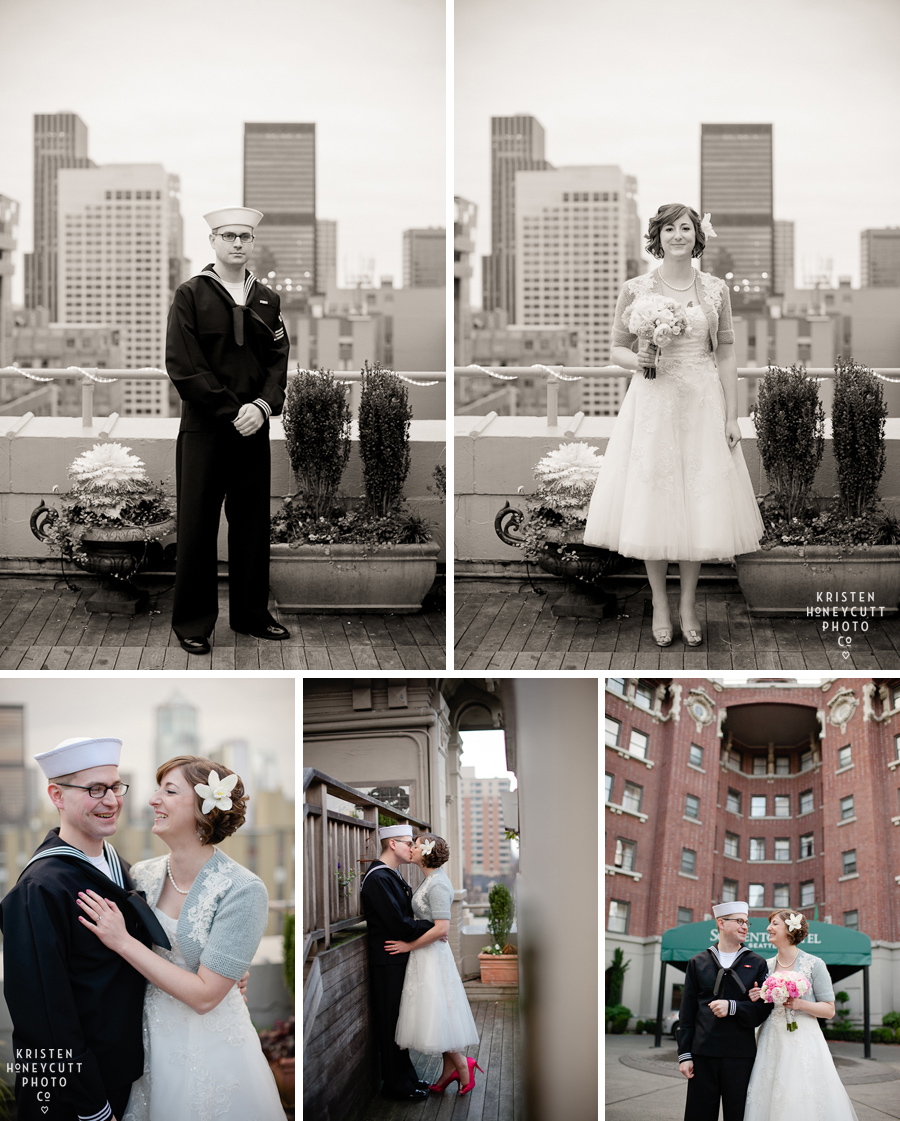 Navy Groom in military clothes at Seattle wedding
