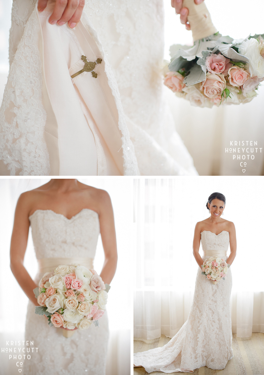 stylish bride with blush, peach, and ivory details