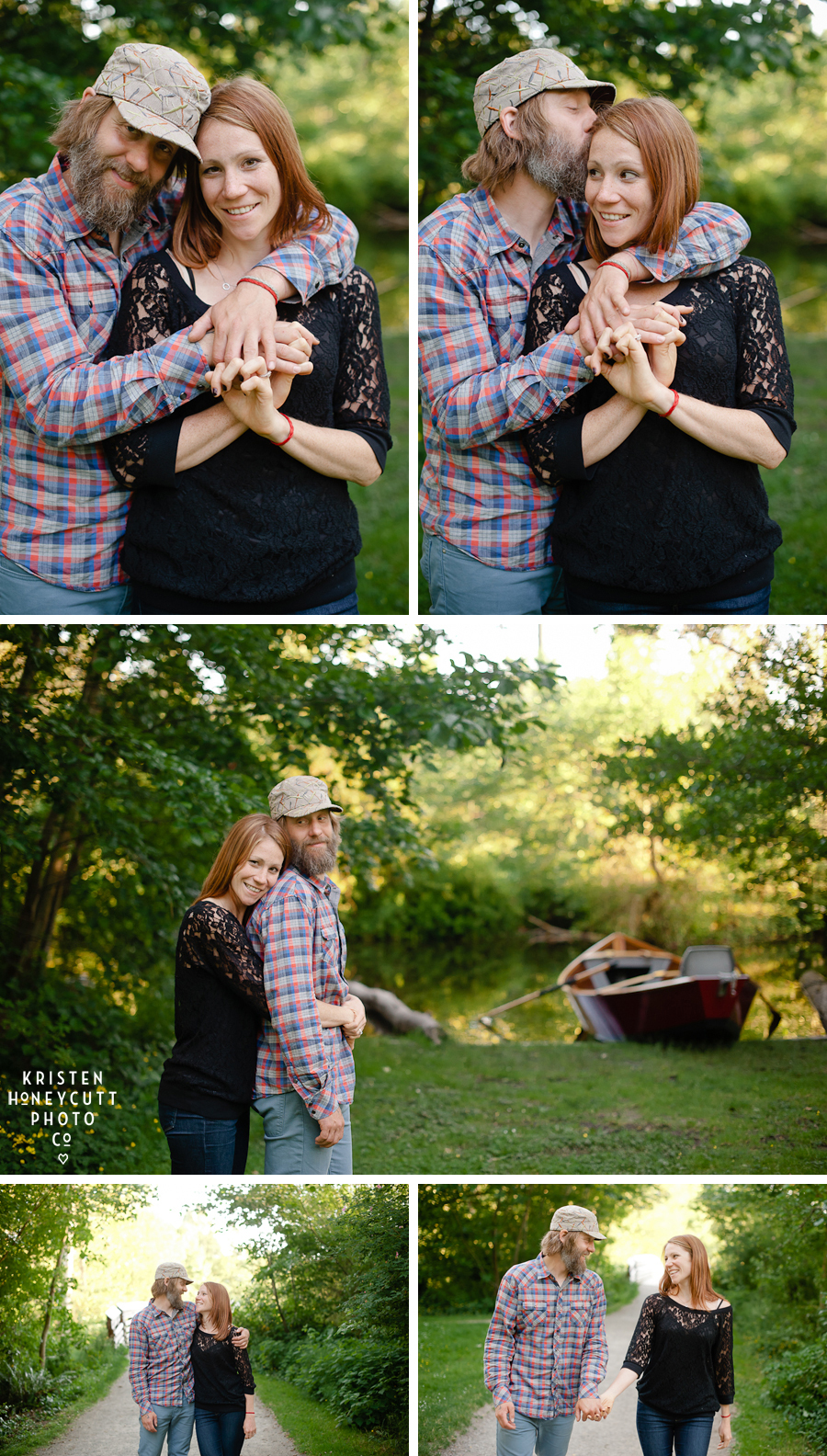 sunny seattle engagement session along the water in the arboretum with the couple's boat