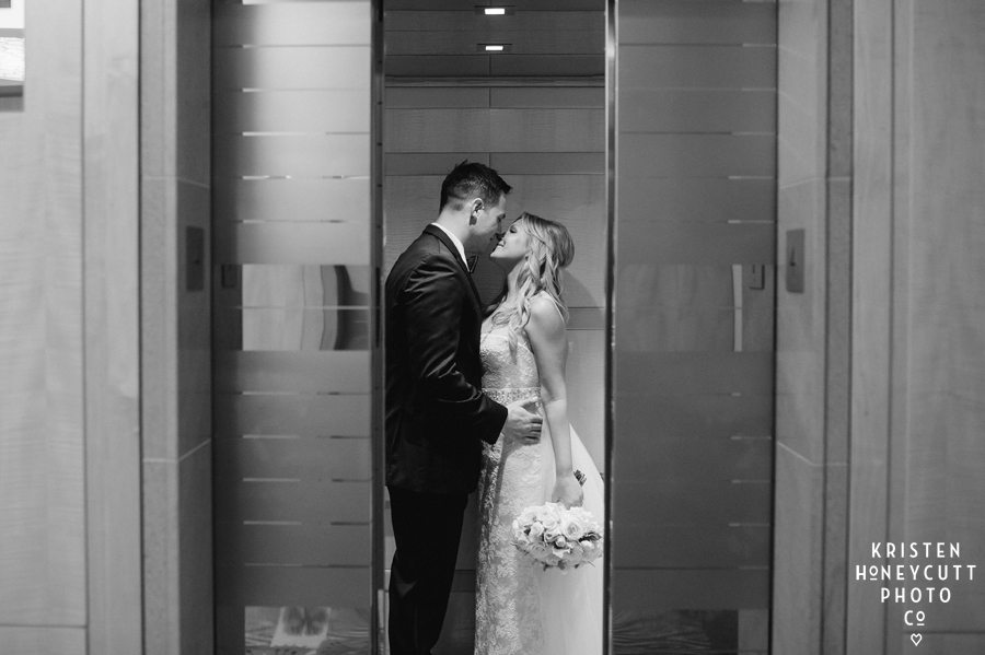 Bride and Groom exit their wedding at Seattle's Four Seasons