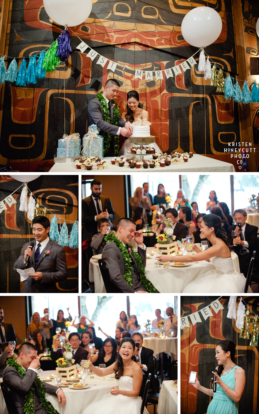 Seattle wedding reception at Ivar's Salmon House