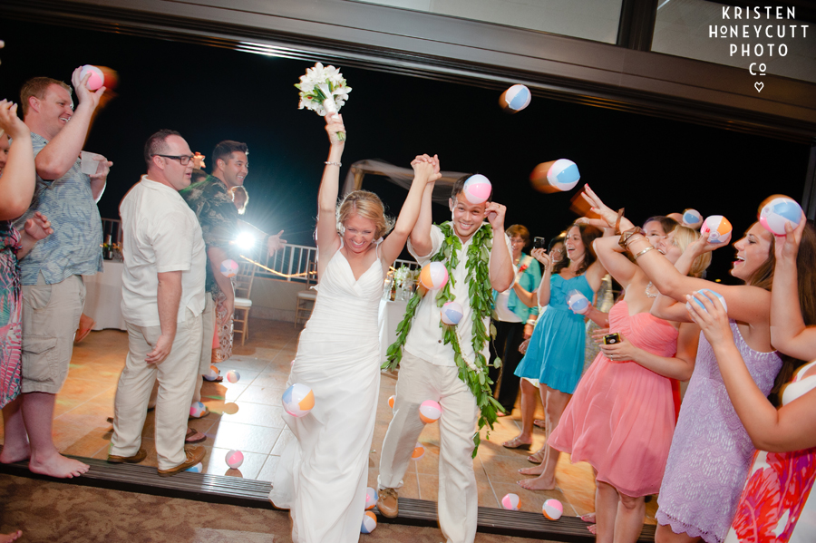 Hawaii Destination Wedding with Beach Ball Grand Exit