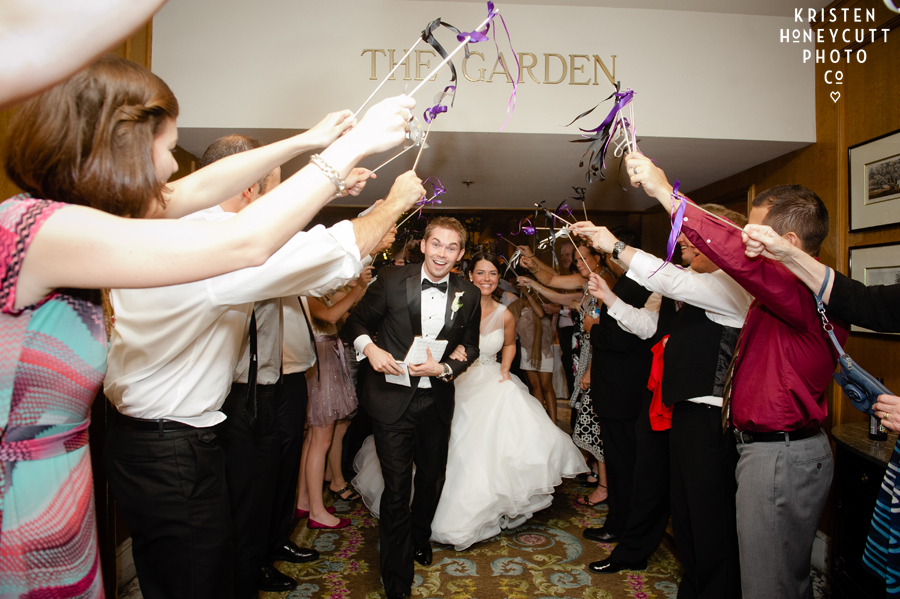 Grand Exit from Wedding with Ribbons on Sticks