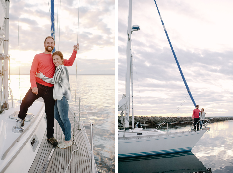 seattle engagement session on sailboat